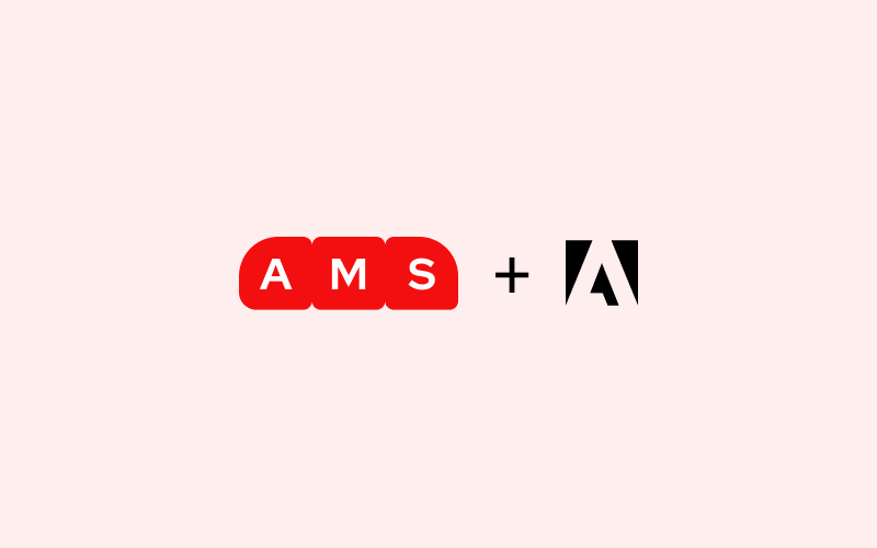 An image of the AMS logo with a plus and the Adobe logo.